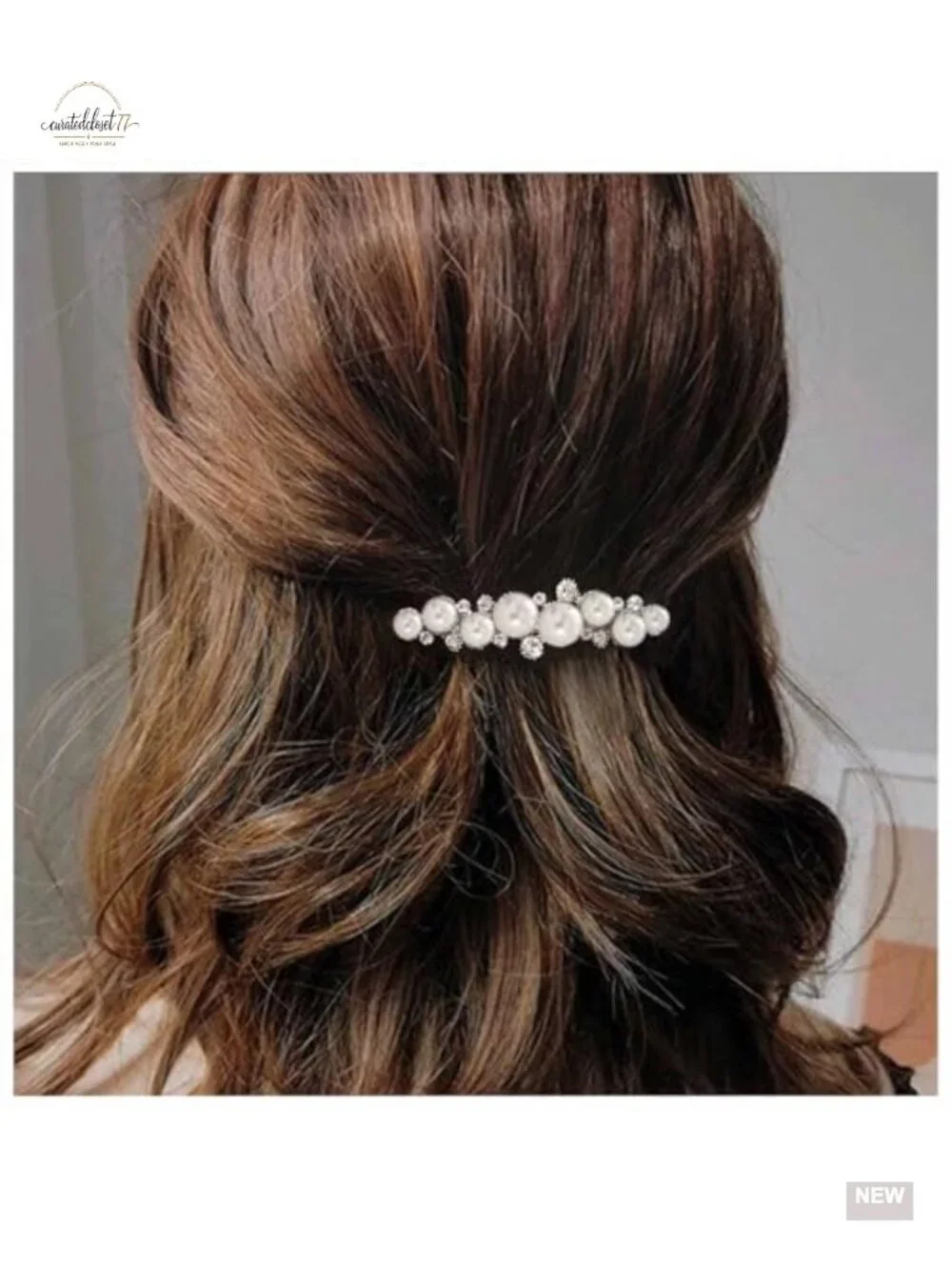Pearl Crystal Hair Barrette Wedding Rhinestone French Hairclip Decorative